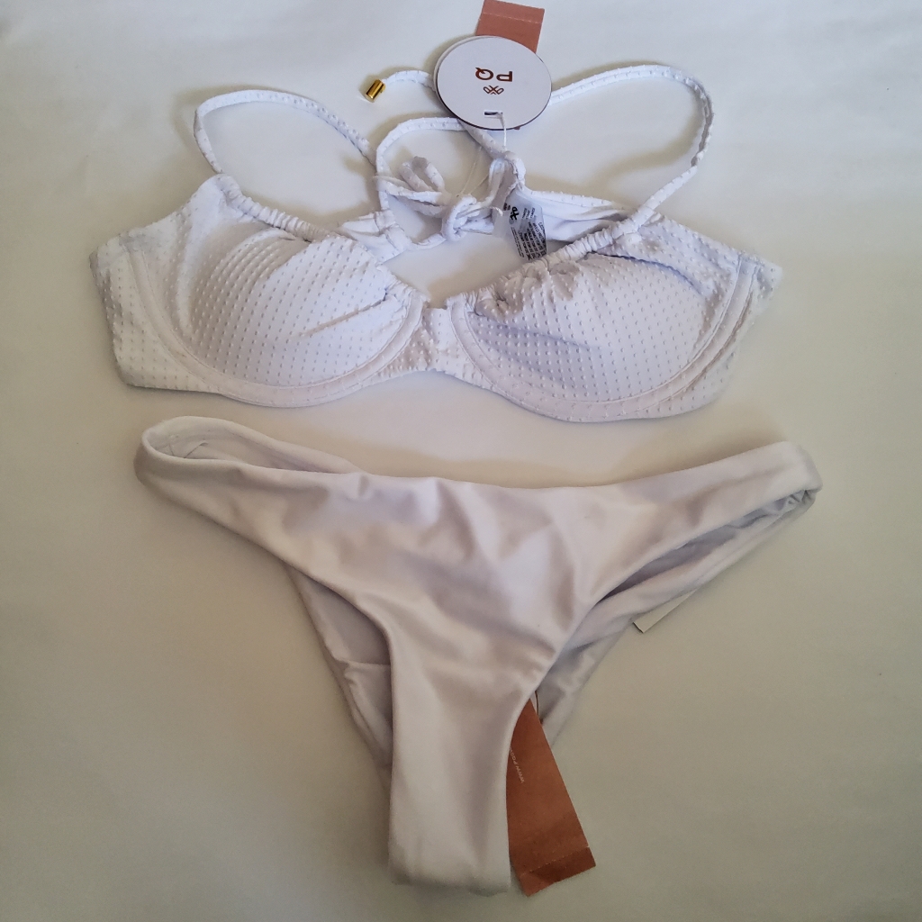 Pq Swim Set Saw Jasmine Underwire Top & Water Lily Basic Ruched Teeny Bottom S